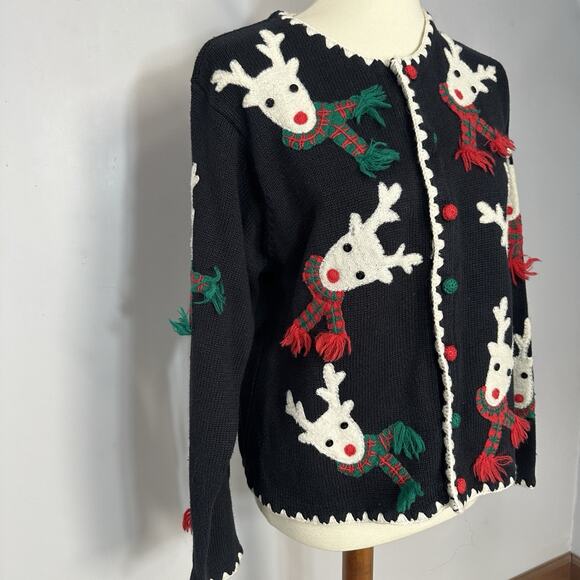 Marisa Christina Y2K 2000 Christmas Collection Cardigan Sweater Reindeer Knit - Picture 4 of 12